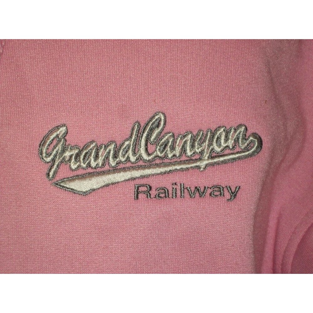 Grand Canyon Railway Womens Pink Gray Hoodie Zip Sweatshirt Jacket Size Large